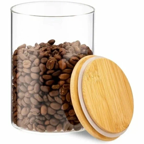 TECO банка д/сыпучих продуктов с бамбуковой крышкой стекло 800мл TC-J800-02